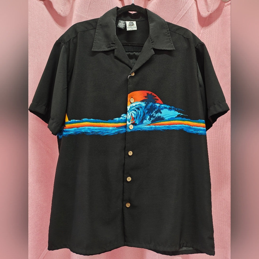 Kennington LTD Black Surfer/Beach Button Up Sz Lrg